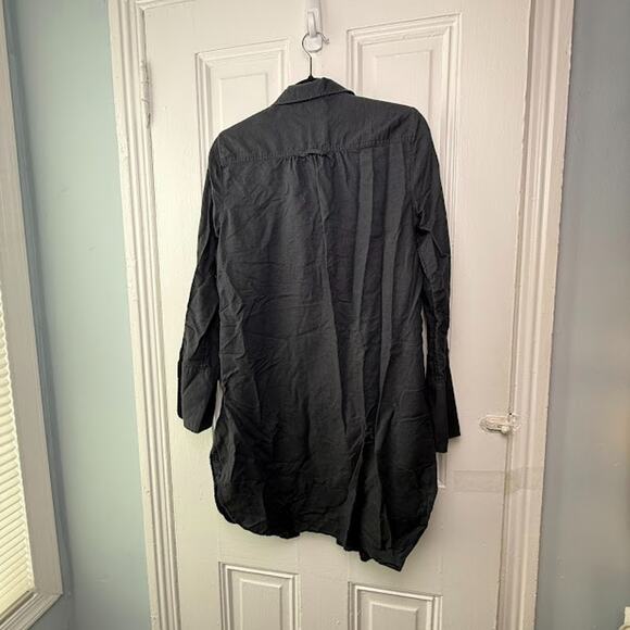 J Crew Beachwear Shirt Womens Medium Black Button Up Long Sleeve Tunic Coverup - Picture 5 of 7